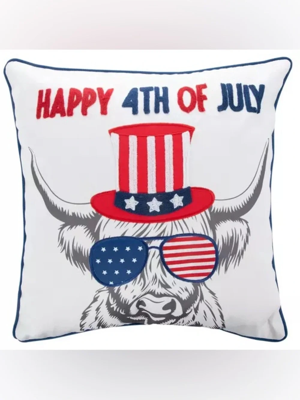 Happy 4th Of July Cow Pillow Cover